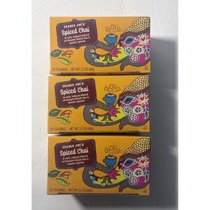 Trader Joe's Spiced Chai Black Tea 20 Tea Bags 2.2 oz Lot Of 3 New